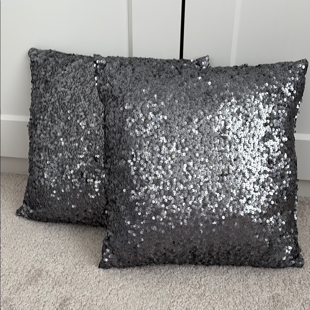Silver Sequin Throw Pillows